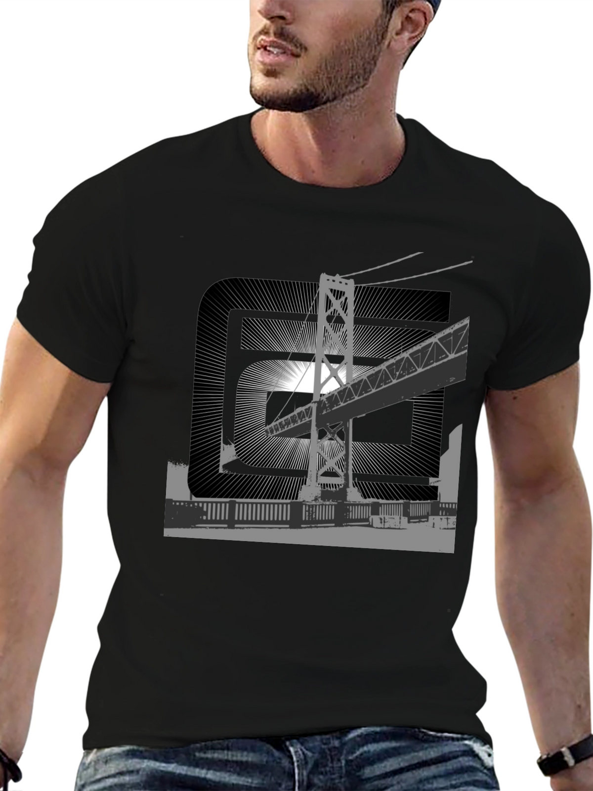 Urban Bridge Graphic Tee - Black