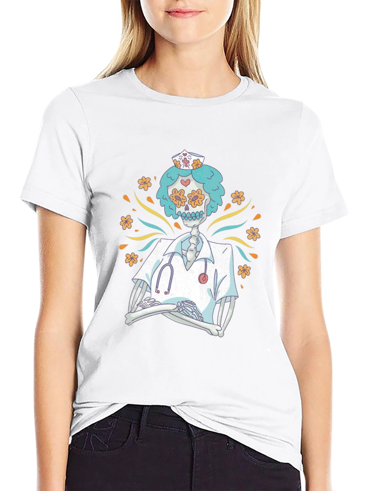 Day of the Dead Nurse Graphic Tee