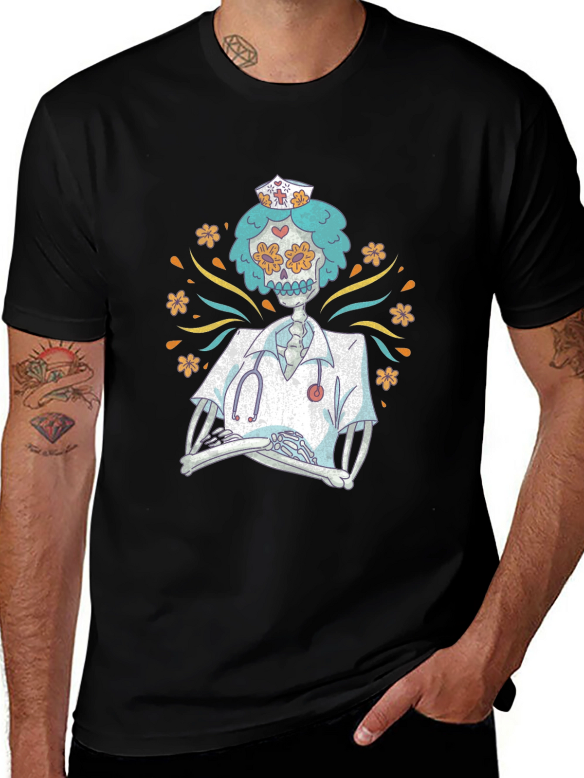 Day of the Dead Nurse Graphic Tee