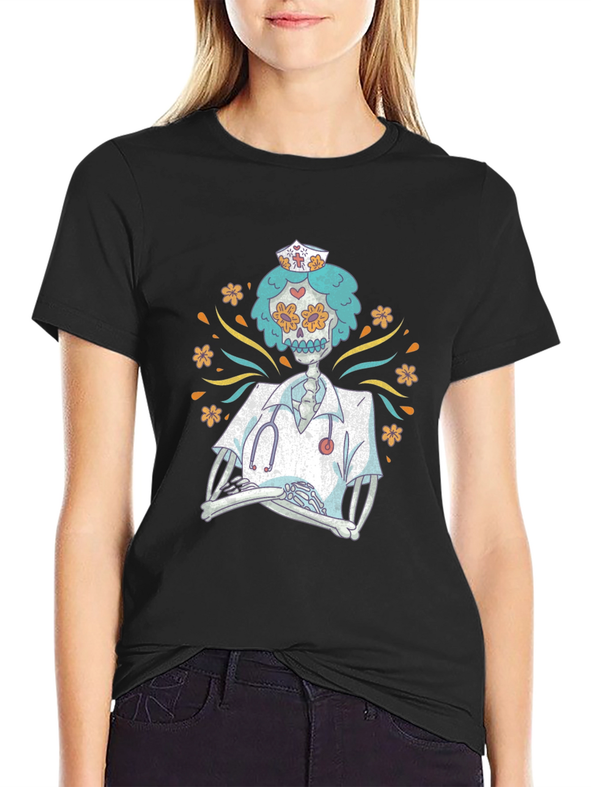 Day of the Dead Nurse Graphic Tee
