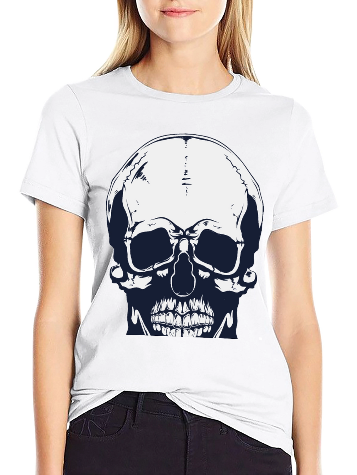 Skull Graphic Print Black Tee for Men