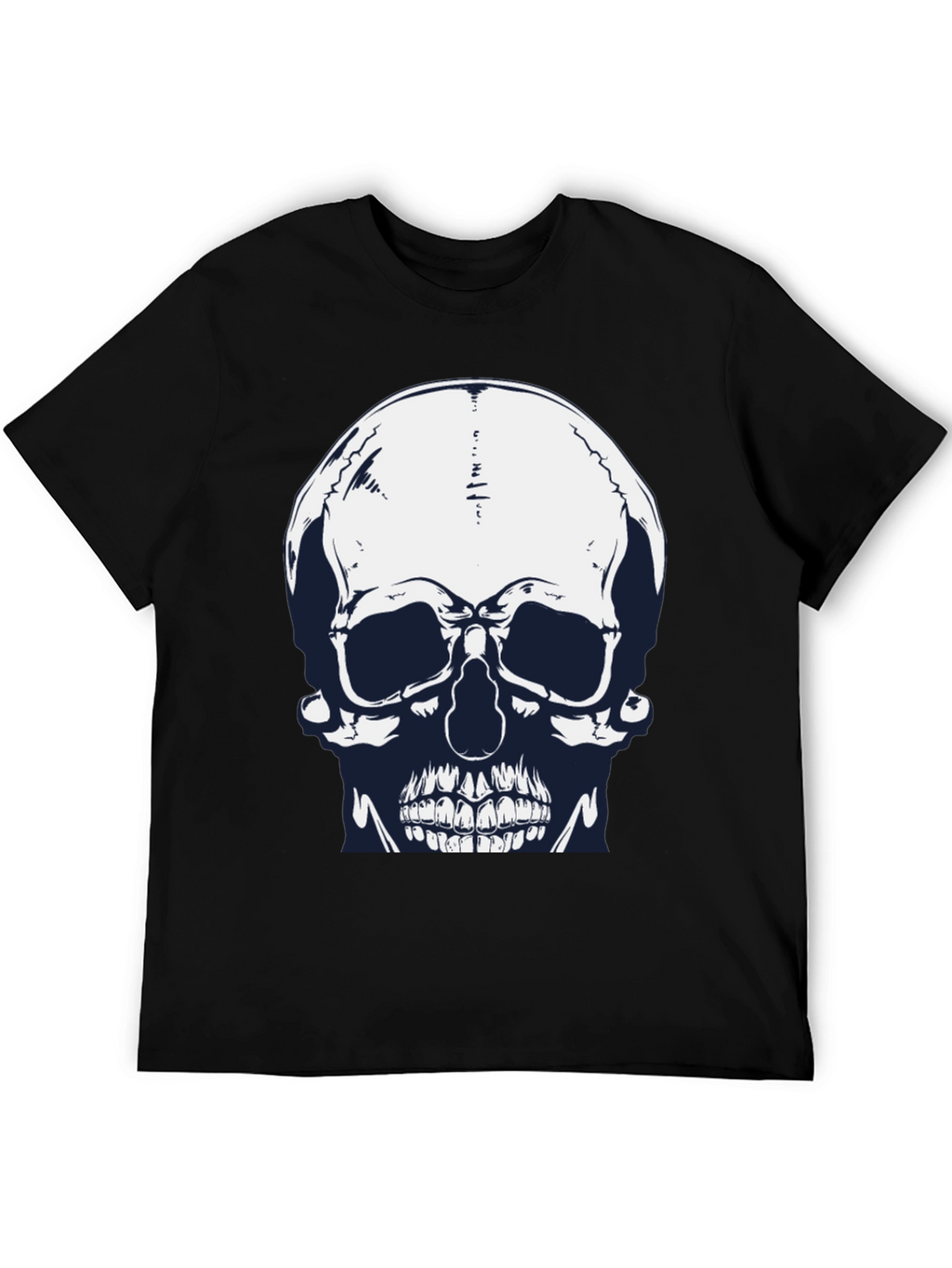 Skull Graphic Print Black Tee for Men