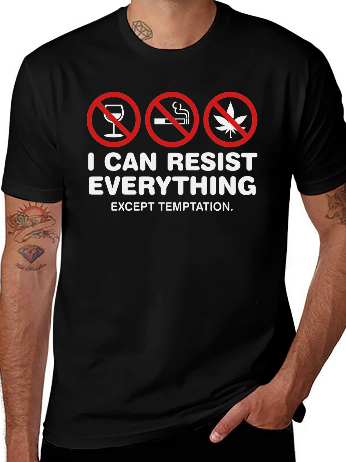 Resist Everything Except Temptation Funny Graphic Tee