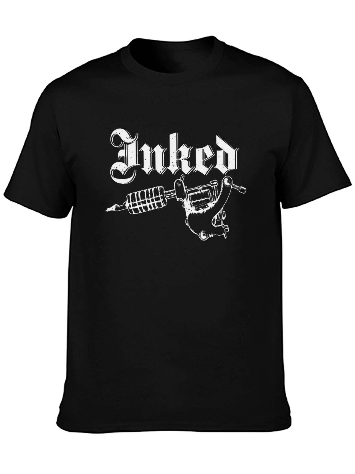 Inked Tattoo Machine Graphic Tee - Black Cotton T-Shirt