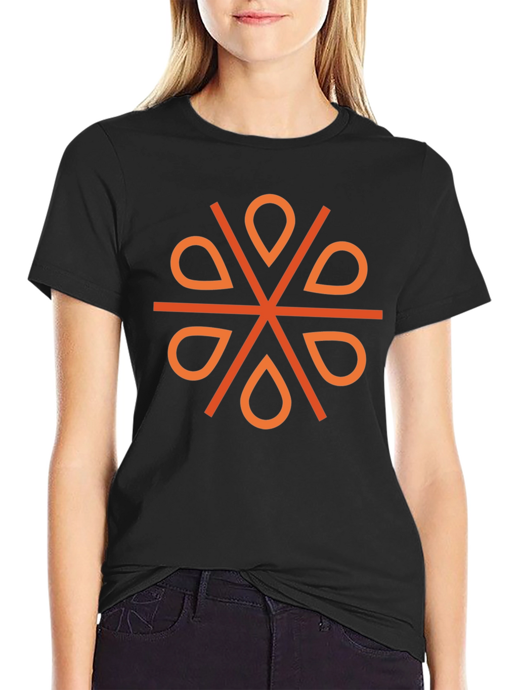 Geometric Orange Floral Tee