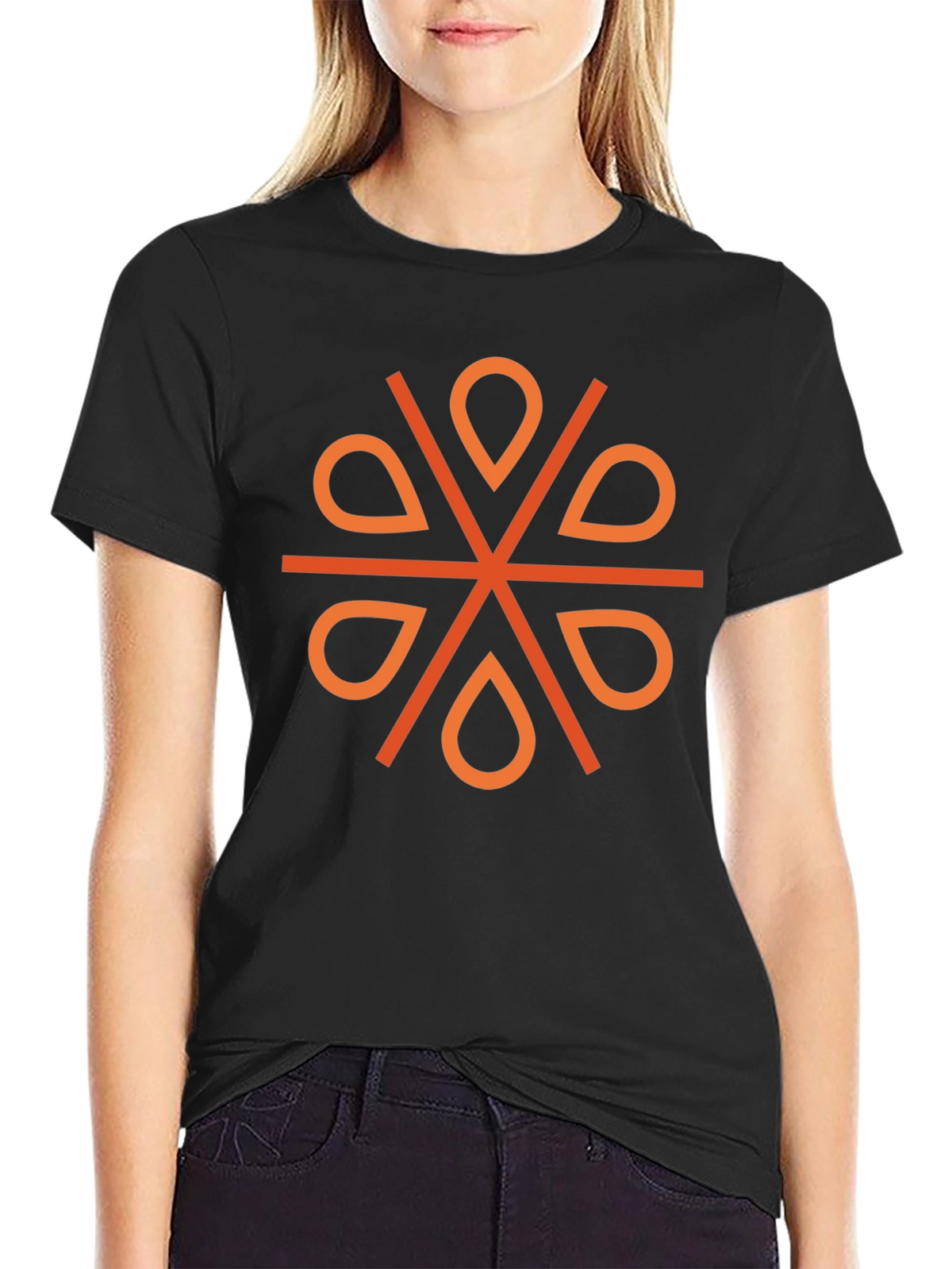 Geometric Orange Floral Tee