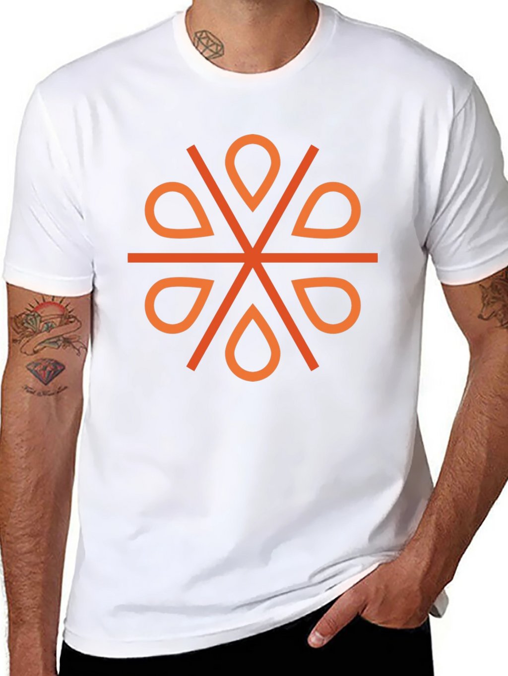 Geometric Orange Floral Tee