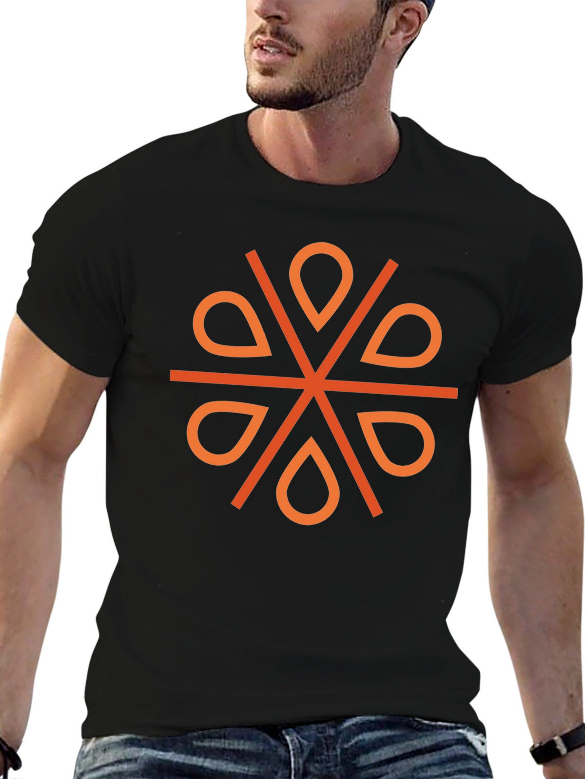 Geometric Orange Floral Tee