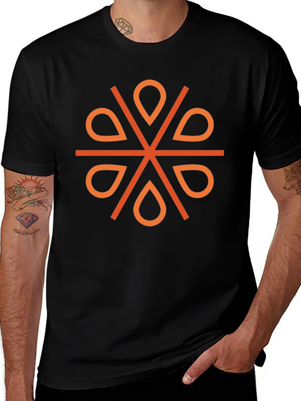 Geometric Orange Floral Tee
