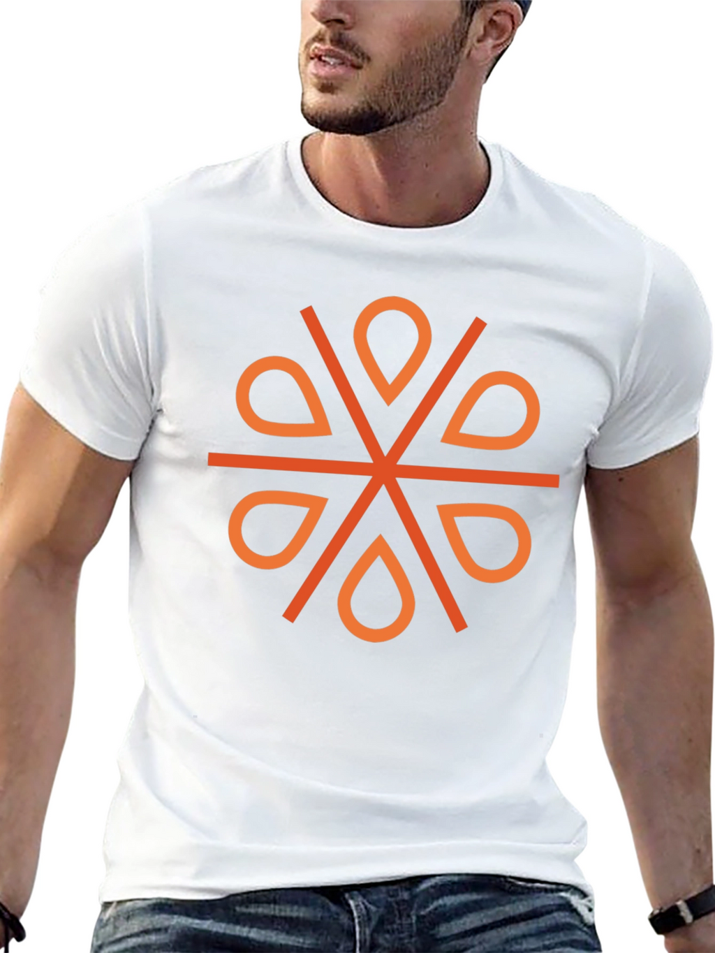 Geometric Orange Floral Tee