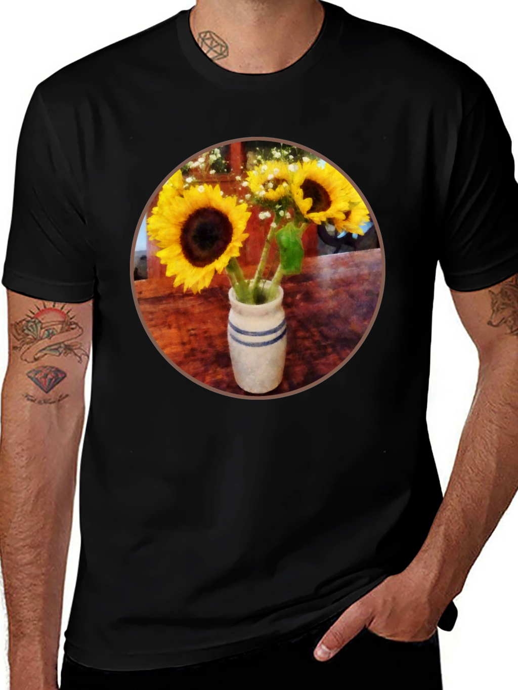 Sunflower Vase Graphic Tee - Stylish Casual Wear