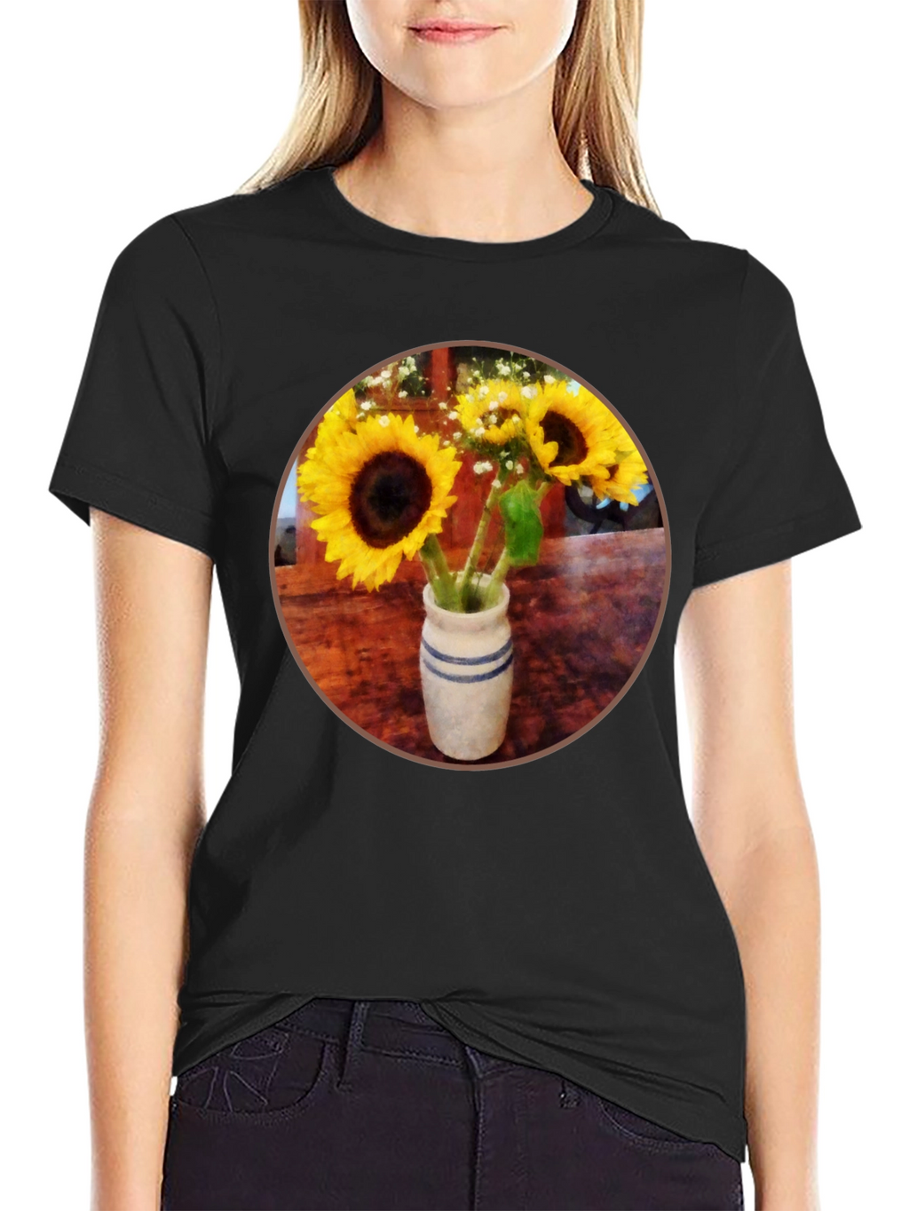 Sunflower Vase Graphic Tee - Stylish Casual Wear