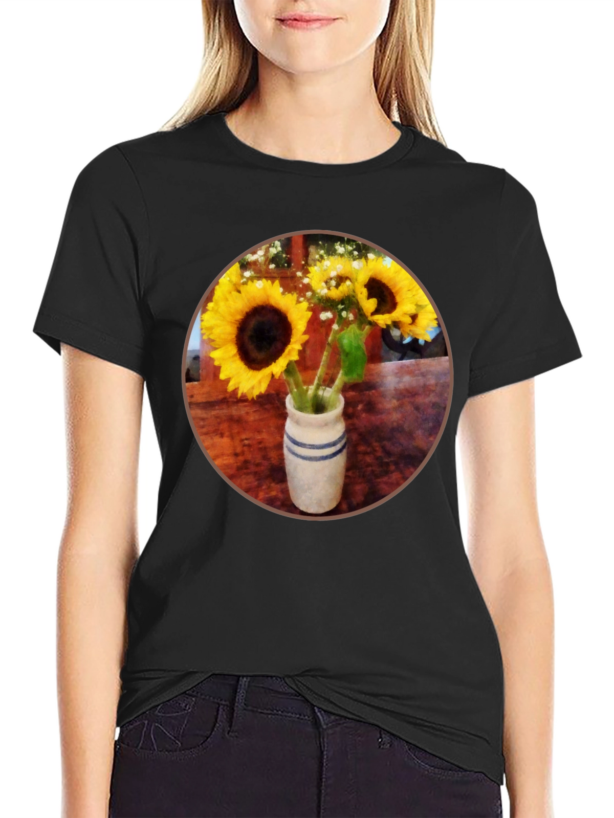 Sunflower Vase Graphic Tee - Stylish Casual Wear