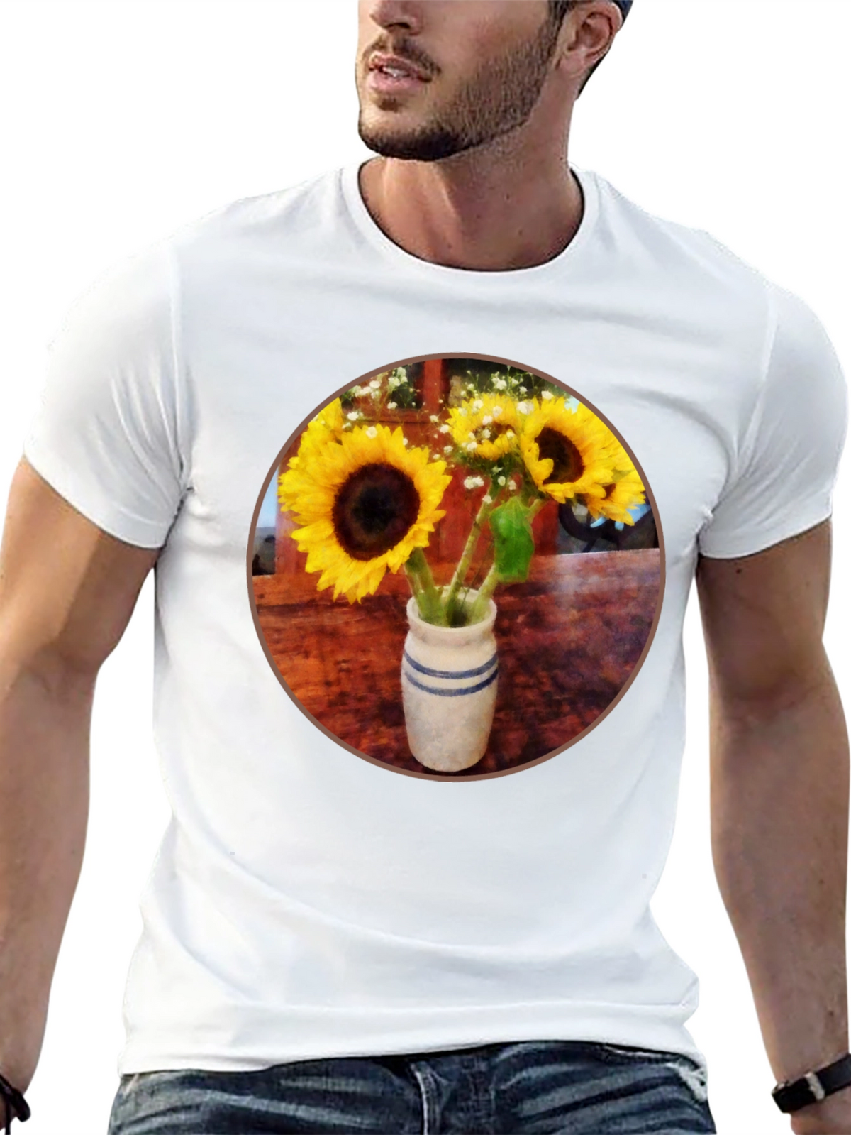 Sunflower Vase Graphic Tee - Stylish Casual Wear