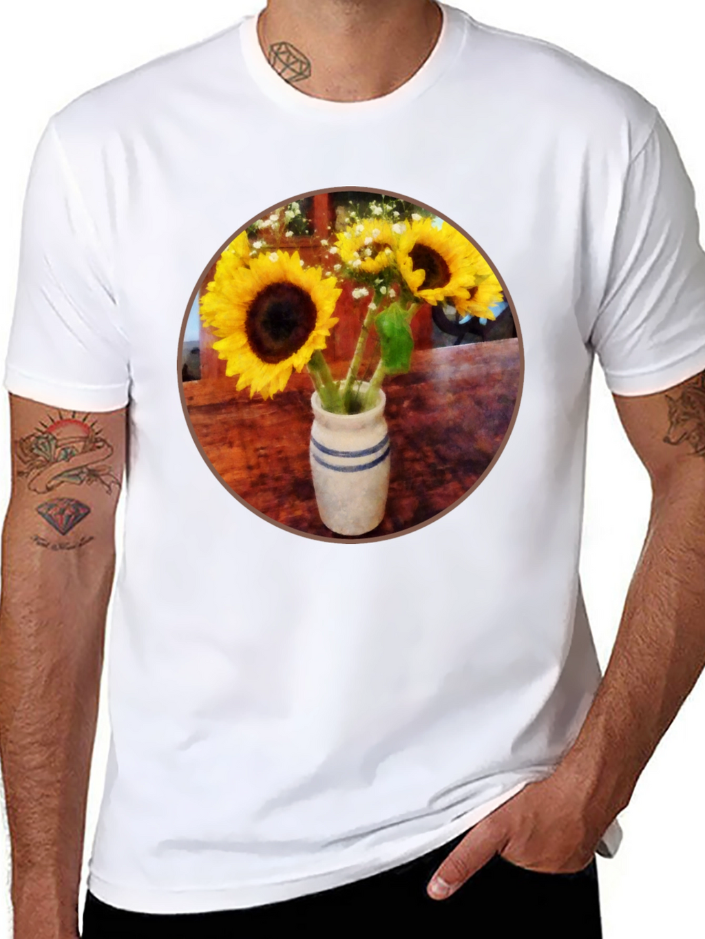 Sunflower Vase Graphic Tee - Stylish Casual Wear