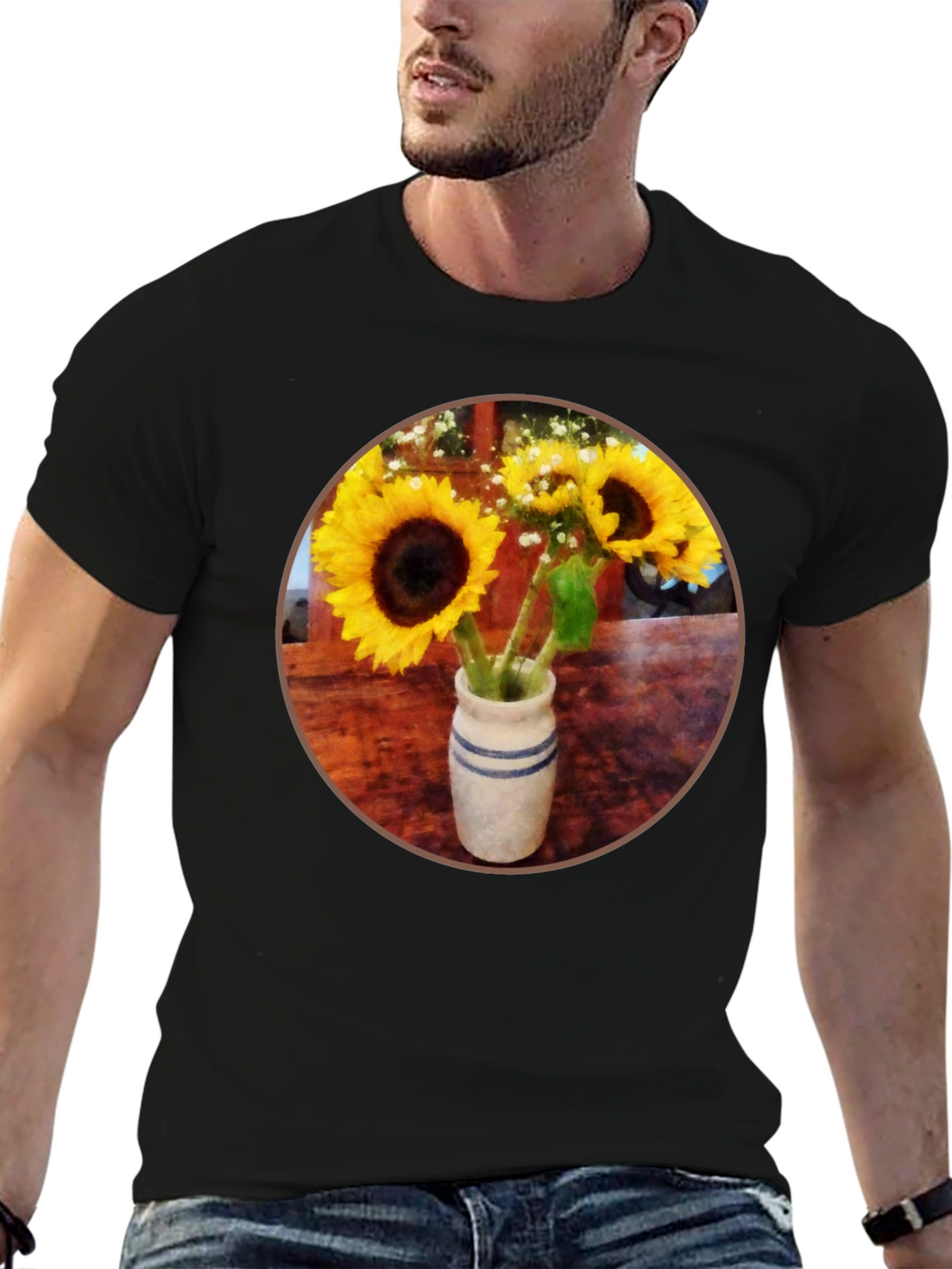 Sunflower Vase Graphic Tee - Stylish Casual Wear