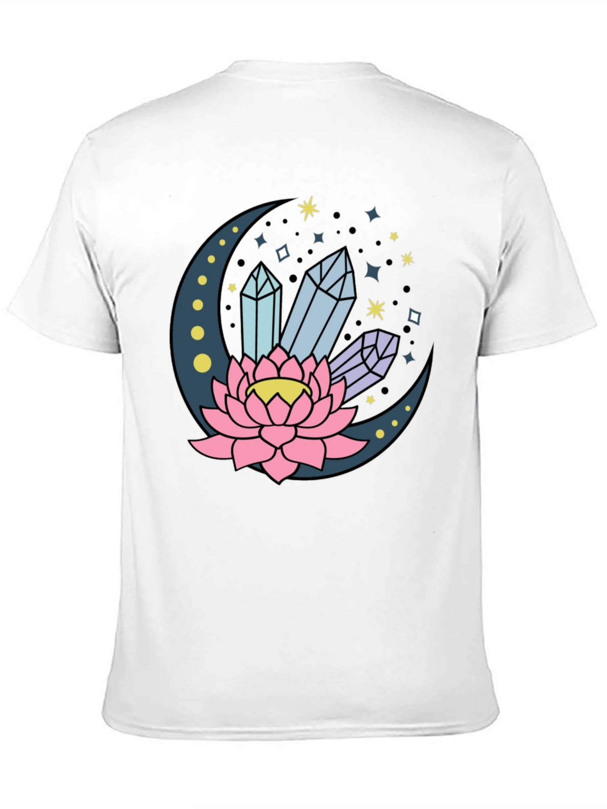 Moon Lotus Crystal T-Shirt - Celestial Design