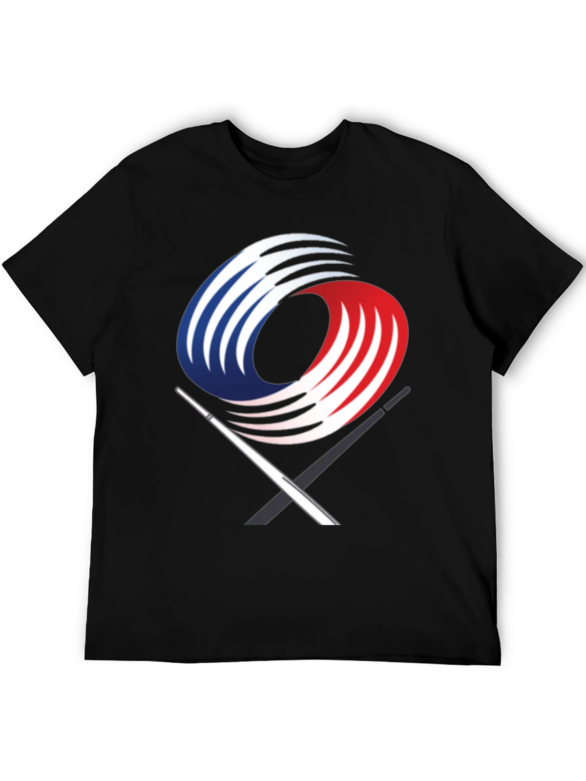 Black Graphic Tee with Abstract Martial Arts Design