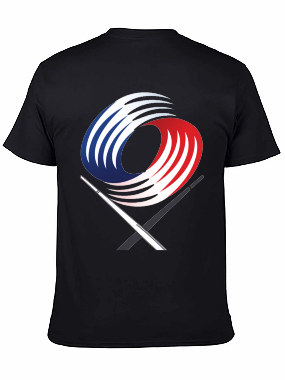 Black Graphic Tee with Abstract Martial Arts Design