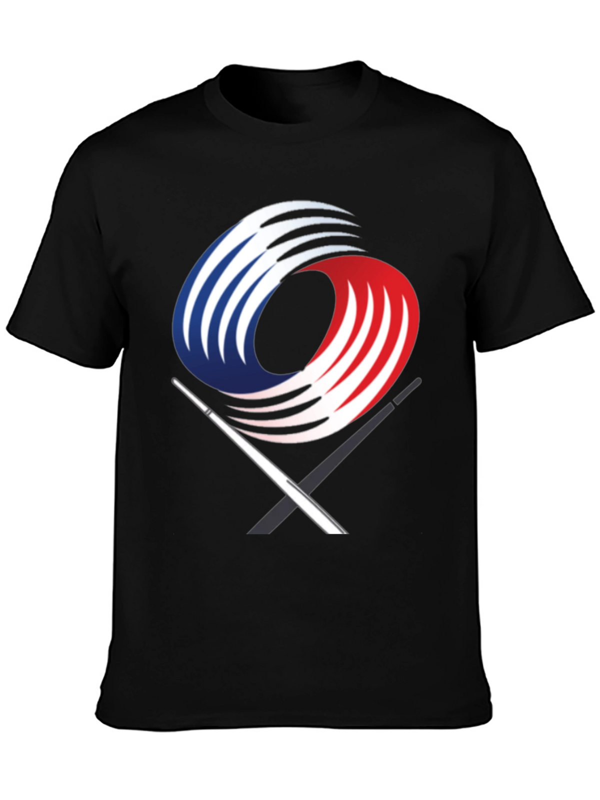 Black Graphic Tee with Abstract Martial Arts Design
