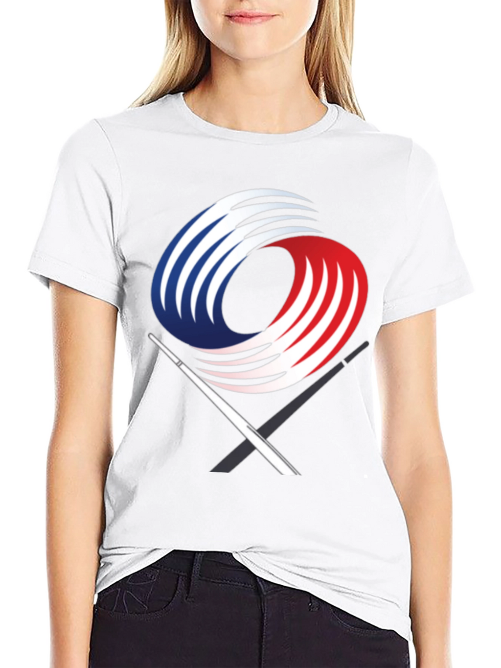 Black Graphic Tee with Abstract Martial Arts Design