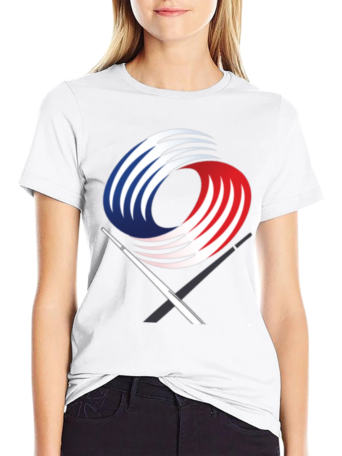 Black Graphic Tee with Abstract Martial Arts Design