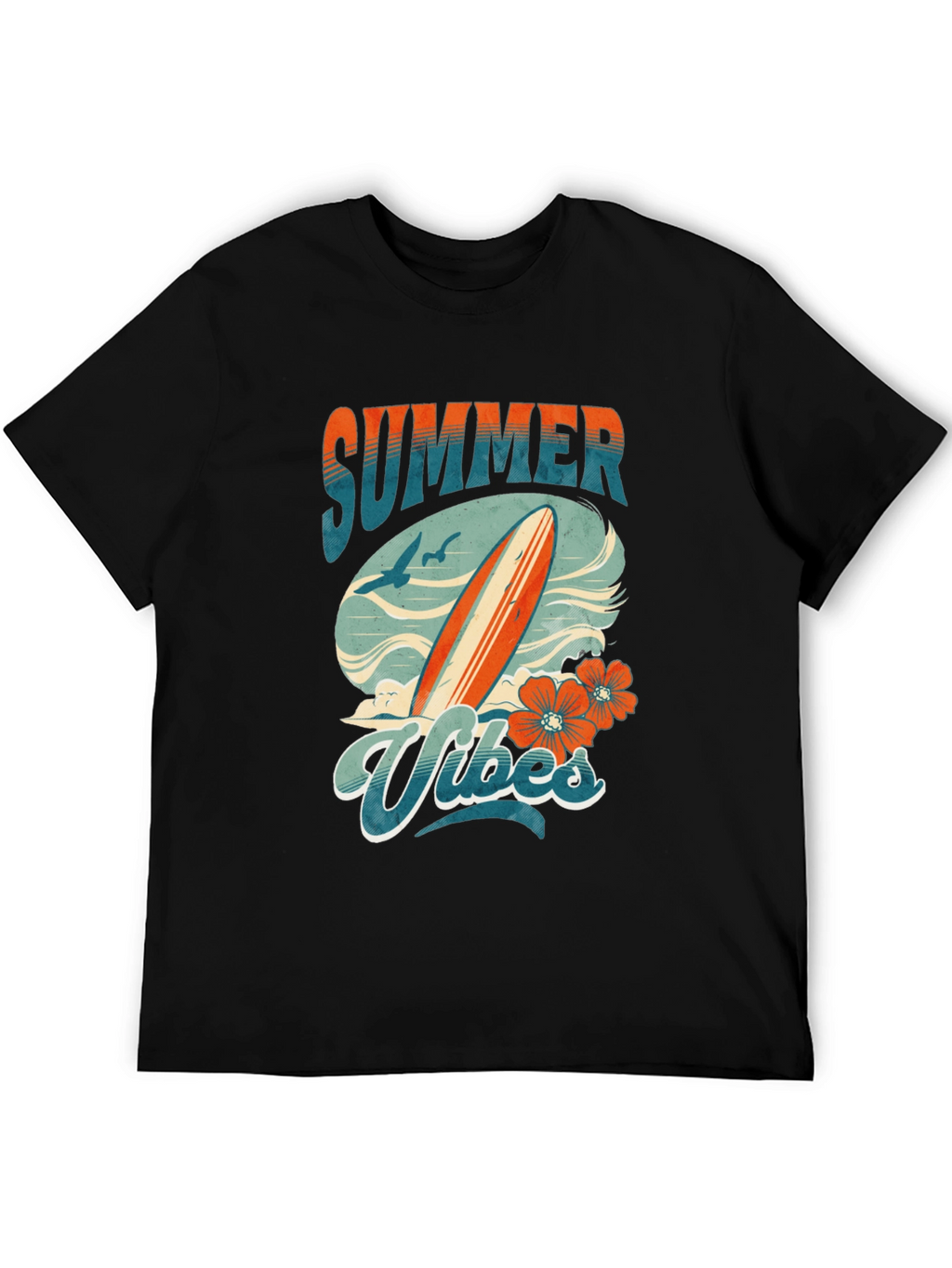 Summer Vibes Graphic Tee - Surfboard Design