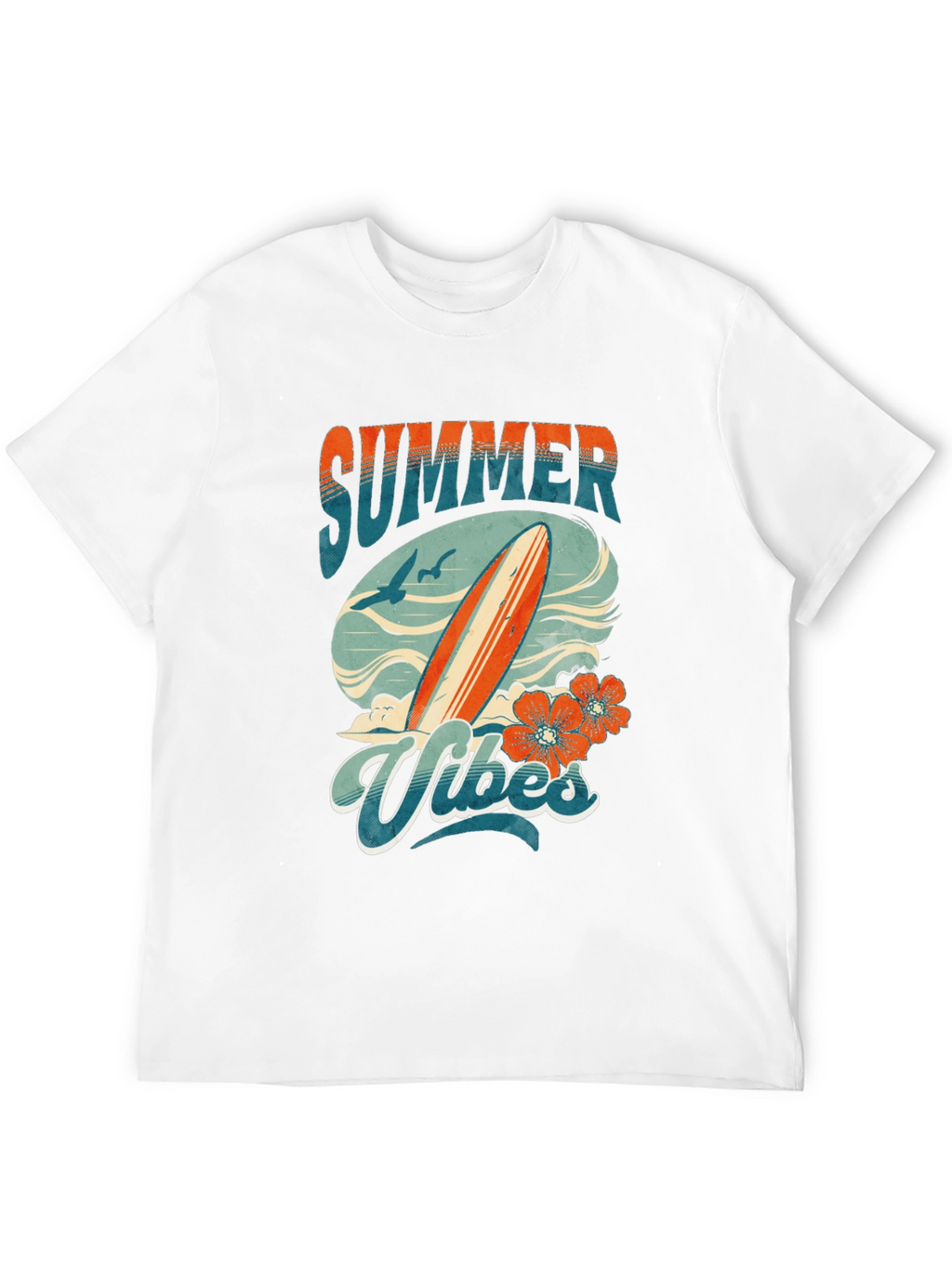 Summer Vibes Graphic Tee - Surfboard Design
