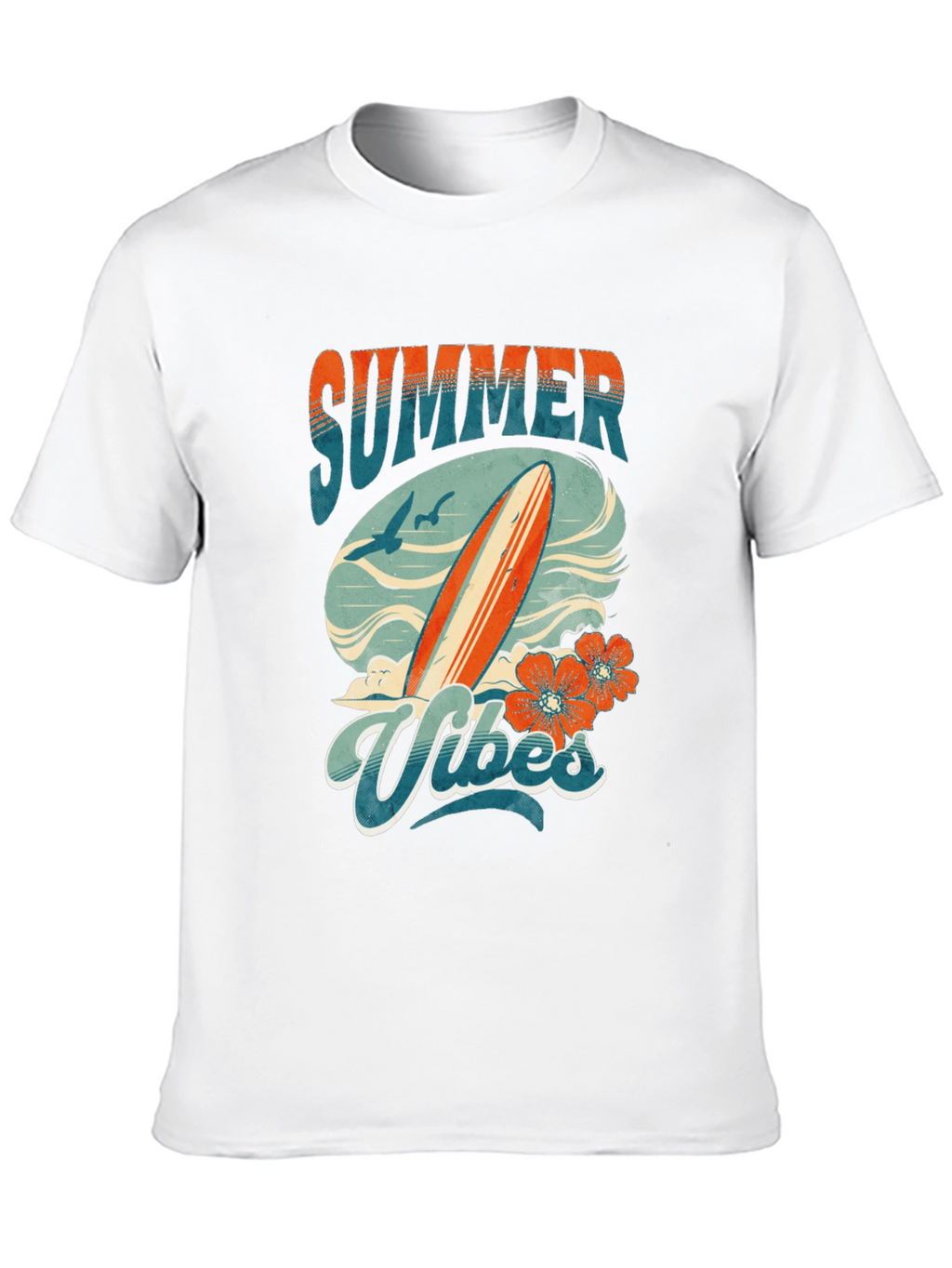 Summer Vibes Graphic Tee - Surfboard Design