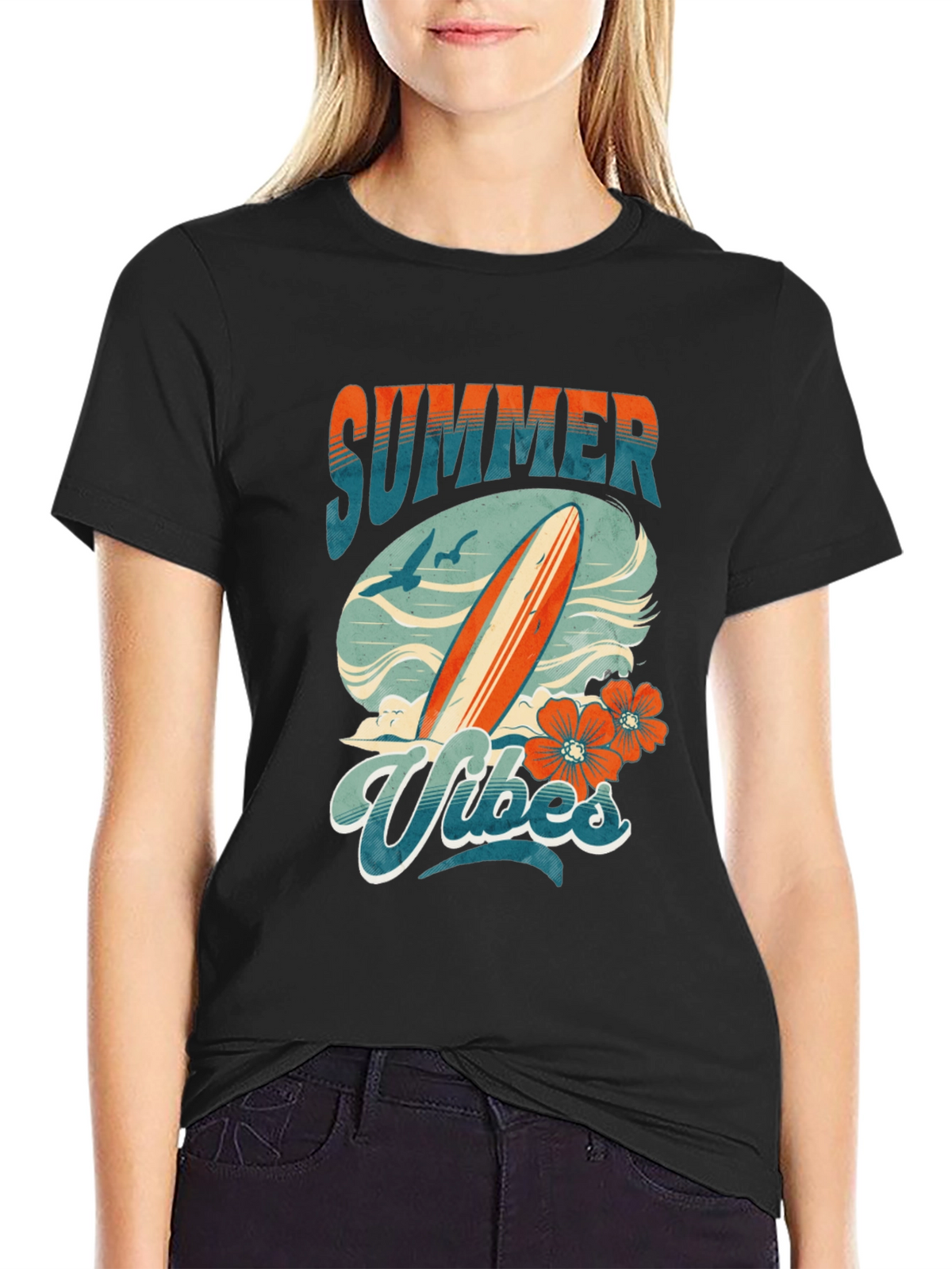 Summer Vibes Graphic Tee - Surfboard Design