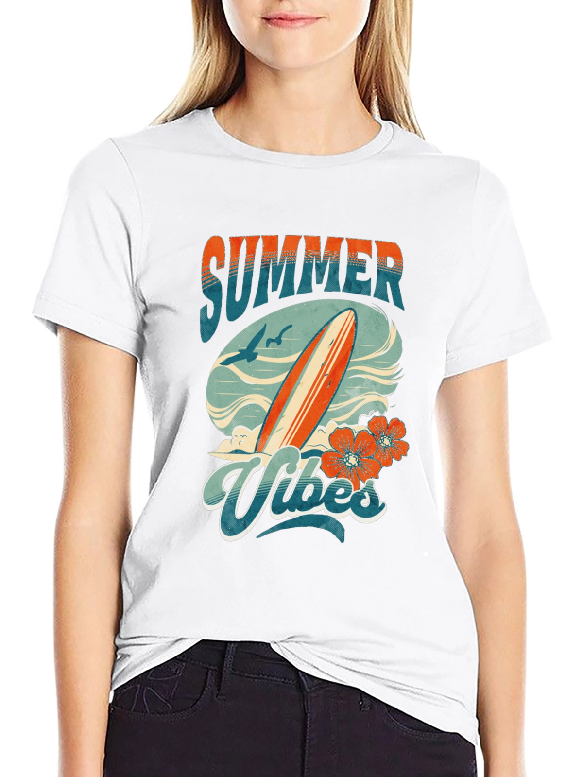 Summer Vibes Graphic Tee - Surfboard Design