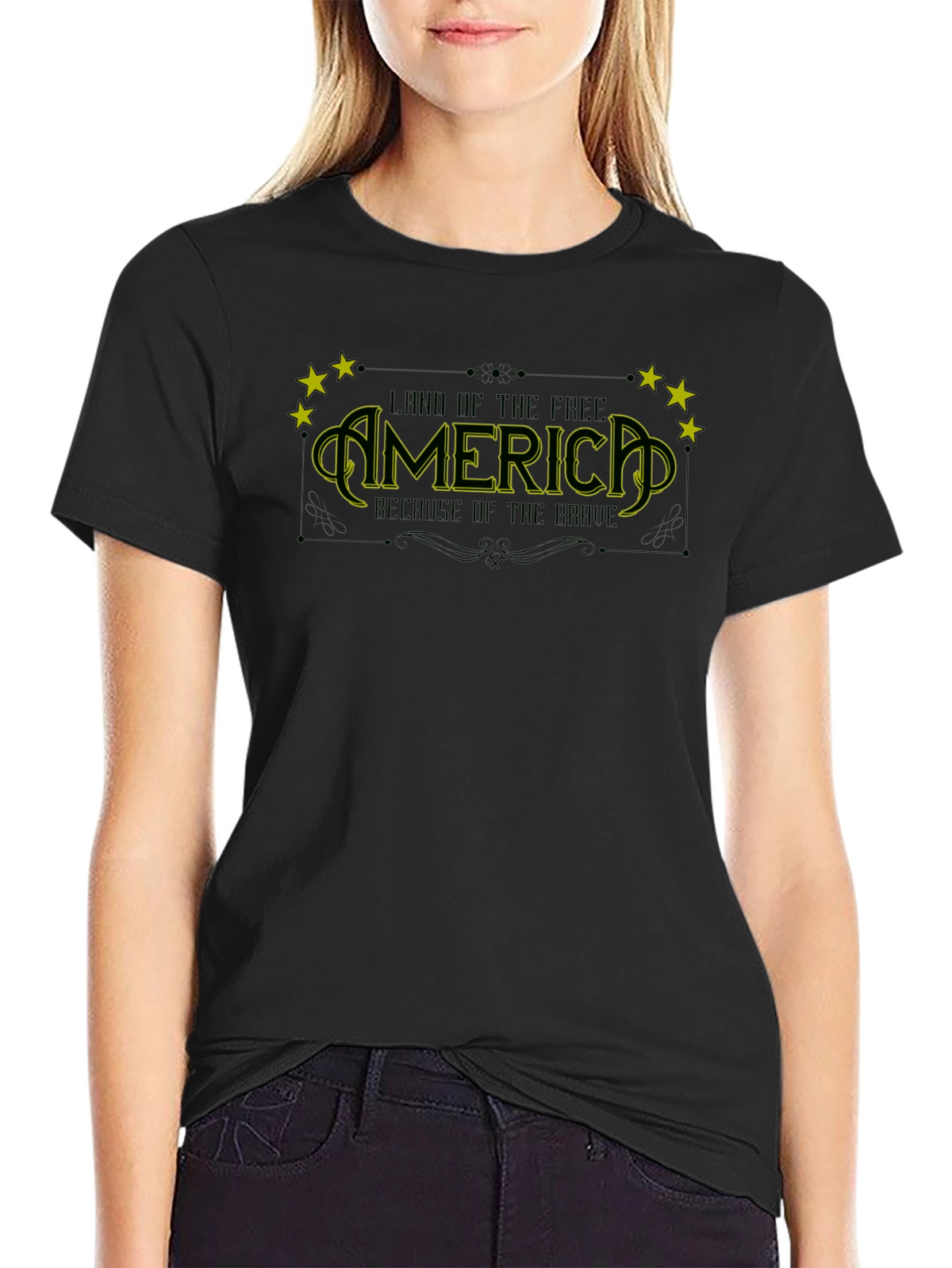 America Land of the Free Black T-Shirt