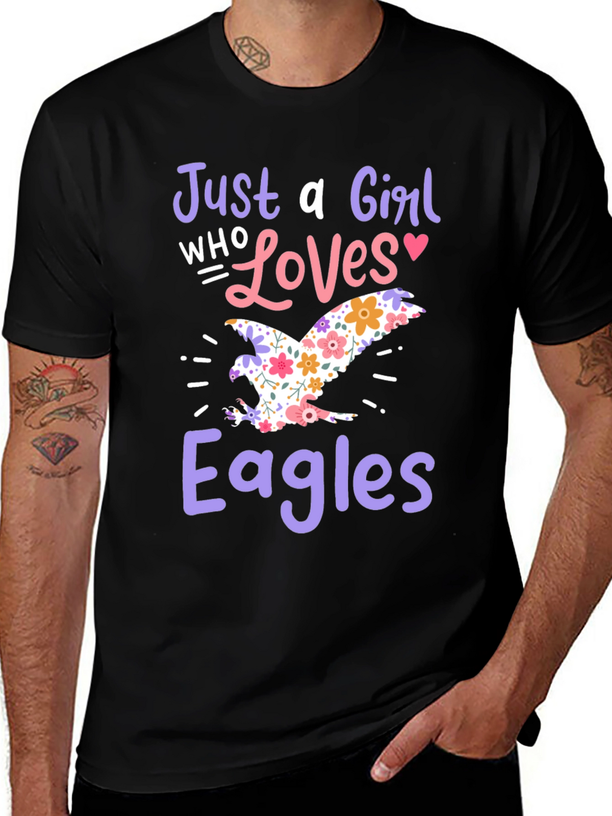 Just A Girl Who Loves Eagles Black T-Shirt
