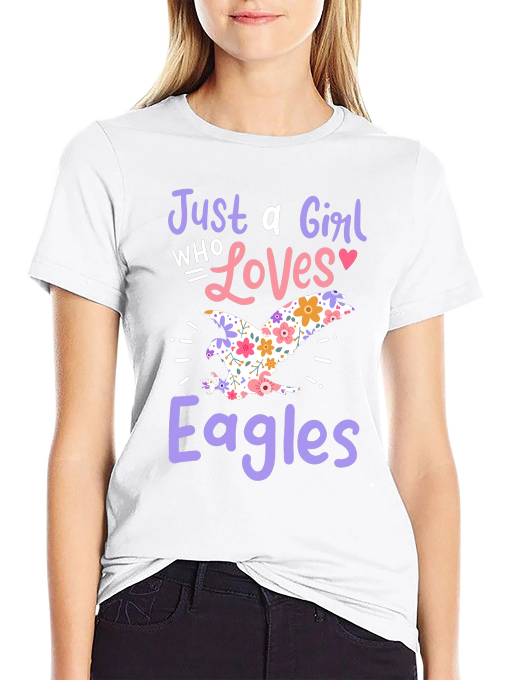 Just A Girl Who Loves Eagles Black T-Shirt