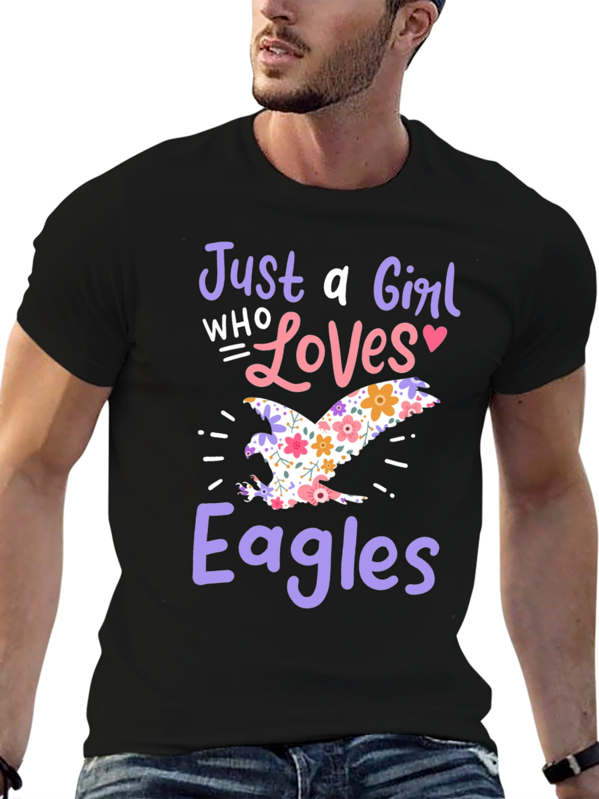 Just A Girl Who Loves Eagles Black T-Shirt