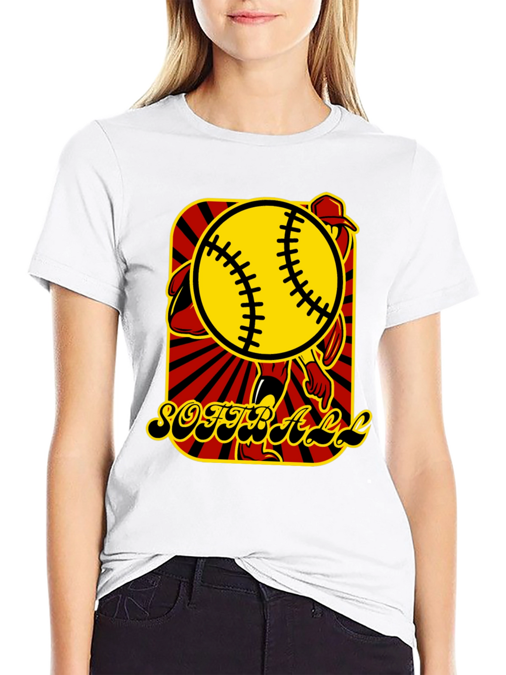 Softball Graphic T-Shirt - Black Cotton Tee