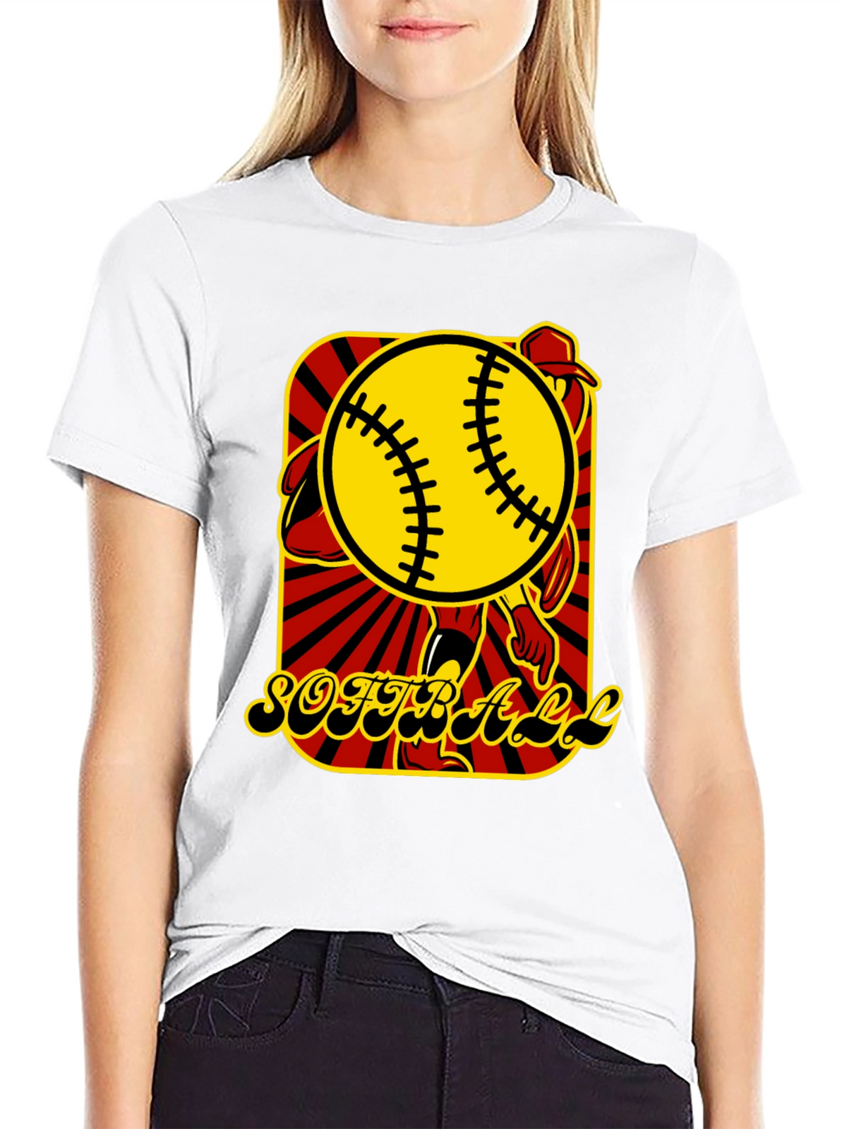 Softball Graphic T-Shirt - Black Cotton Tee