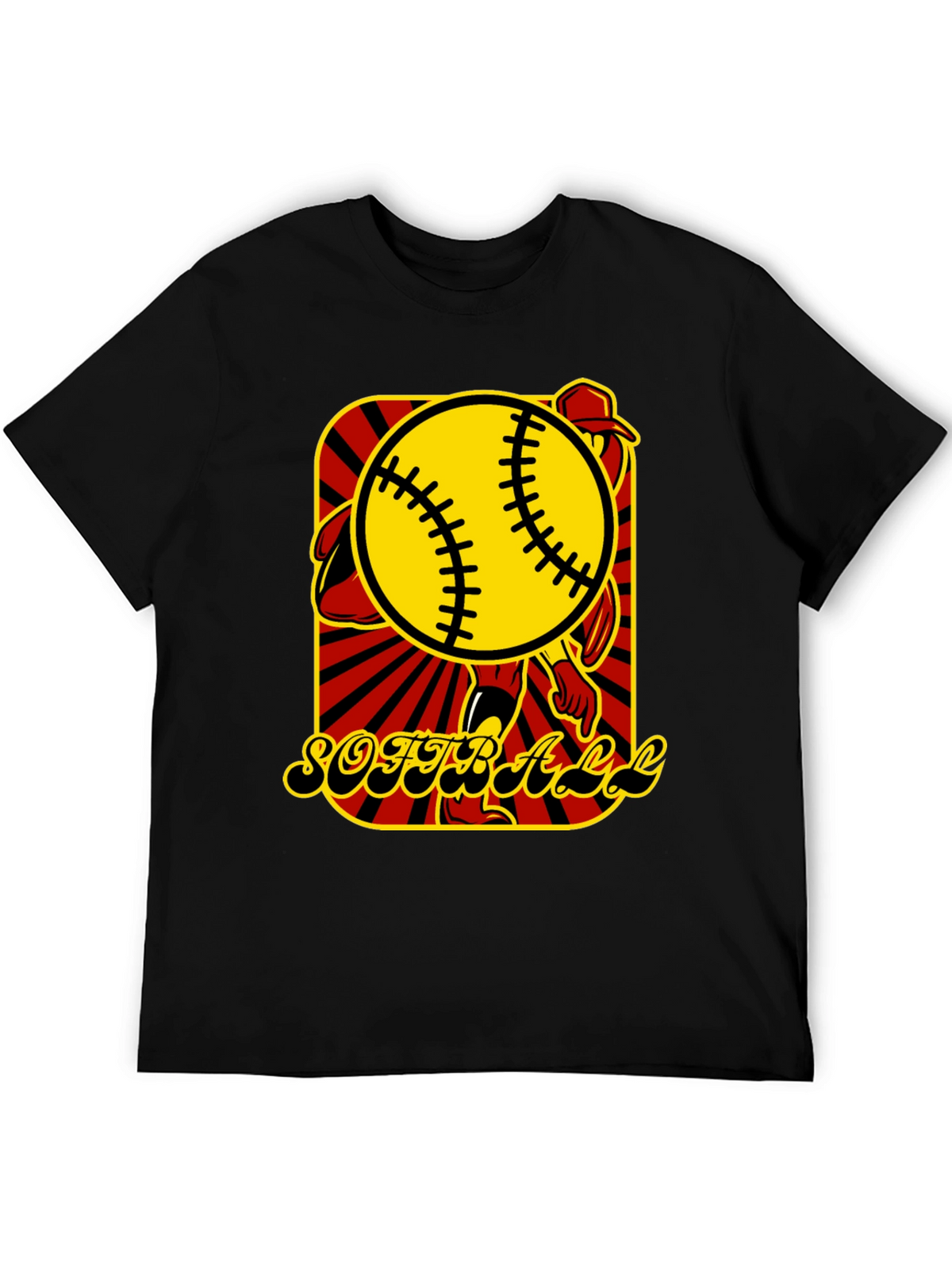 Softball Graphic T-Shirt - Black Cotton Tee