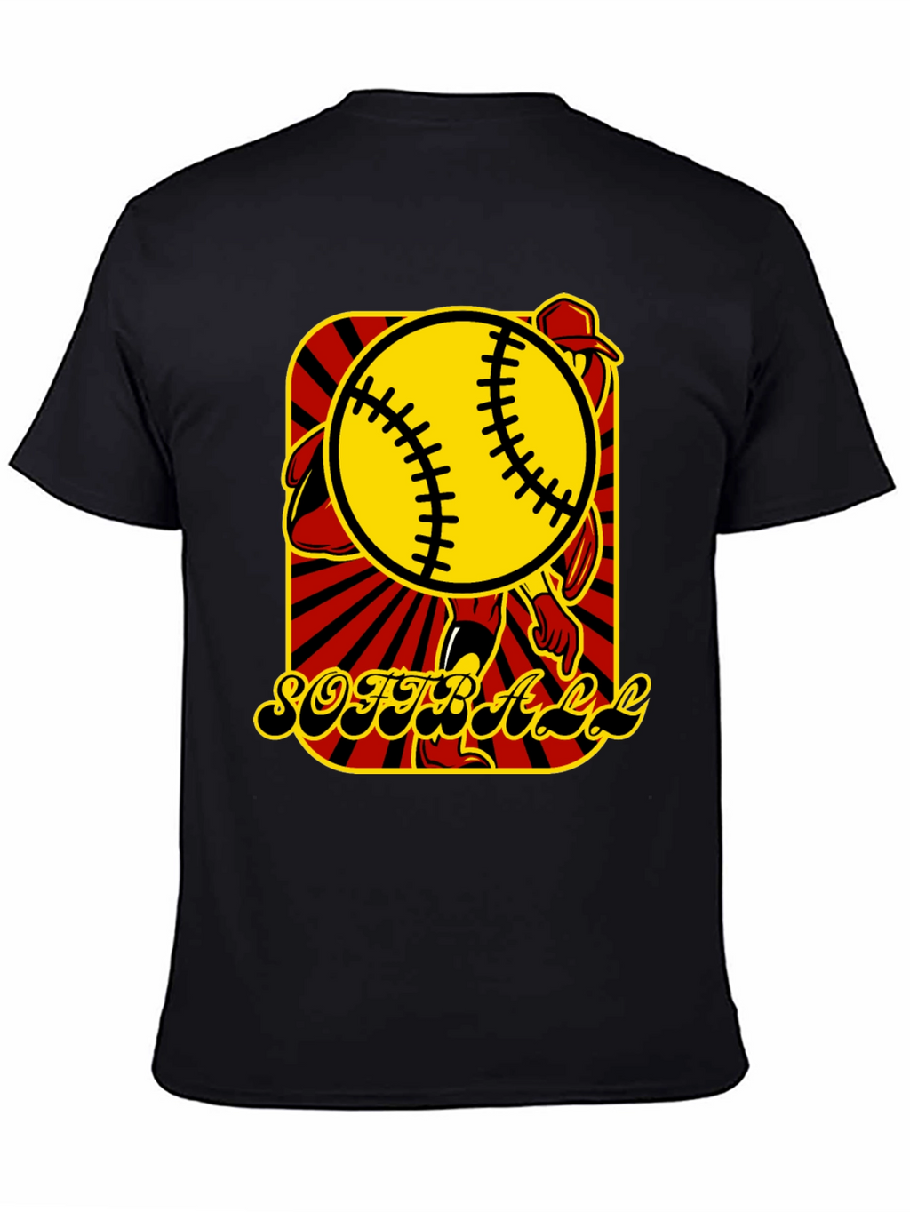 Softball Graphic T-Shirt - Black Cotton Tee