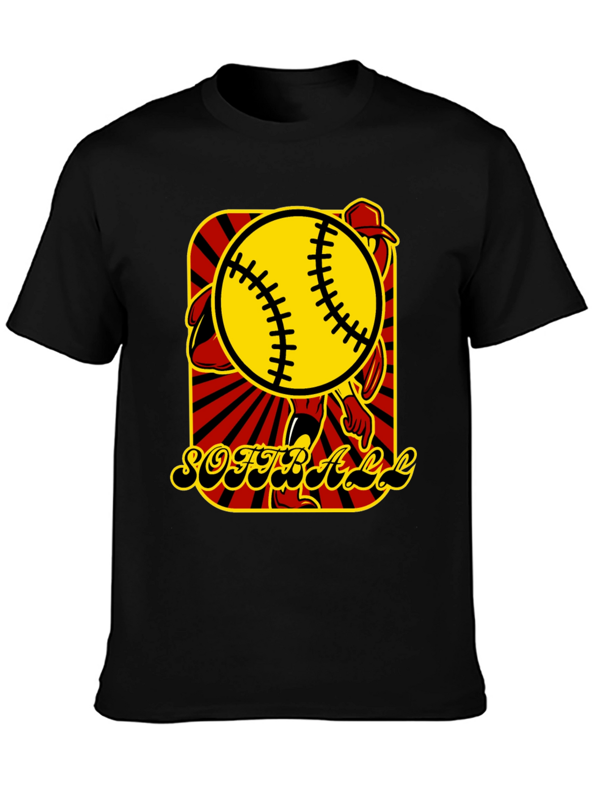 Softball Graphic T-Shirt - Black Cotton Tee