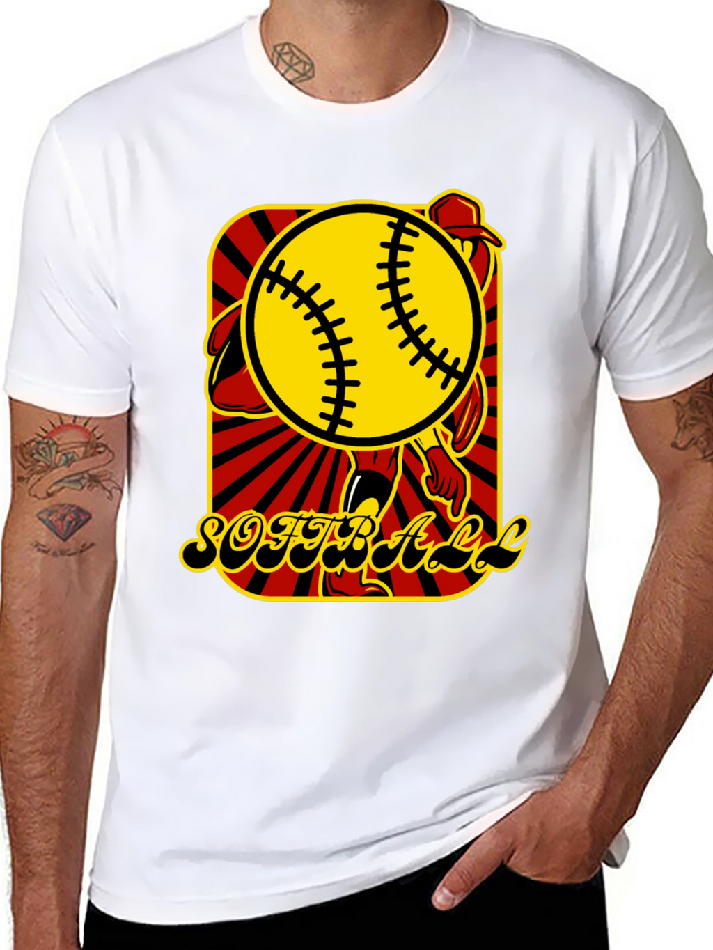 Softball Graphic T-Shirt - Black Cotton Tee