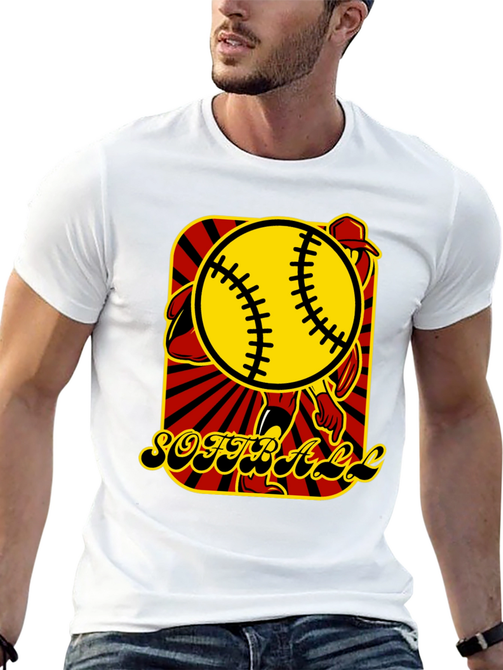 Softball Graphic T-Shirt - Black Cotton Tee