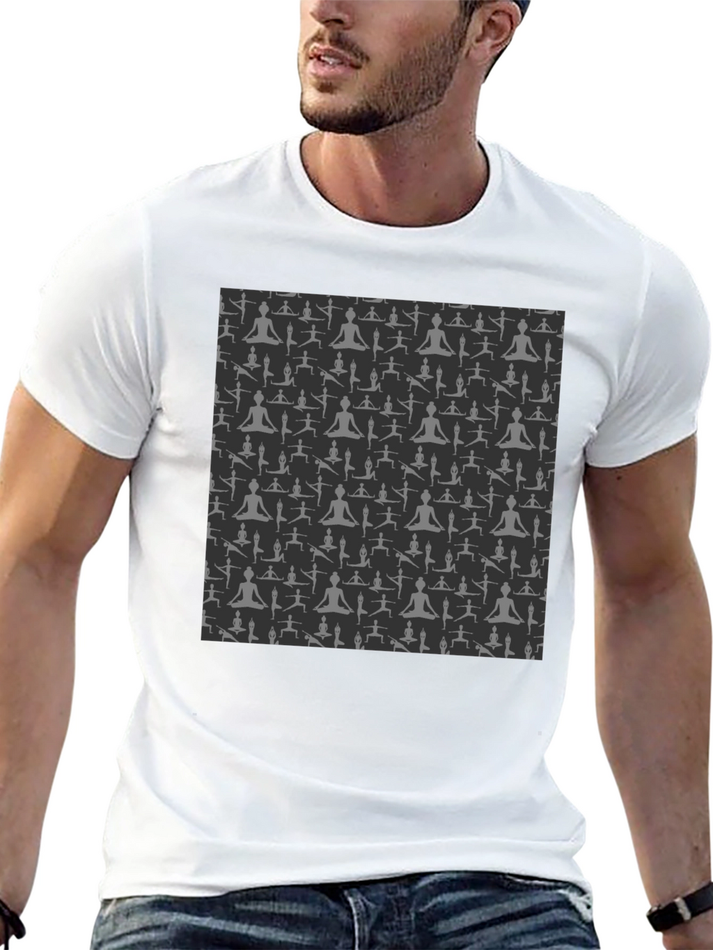Yoga Pose Print Black T-Shirt