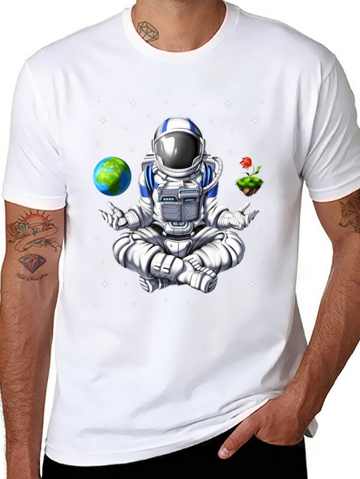 Meditating Astronaut Graphic T-Shirt