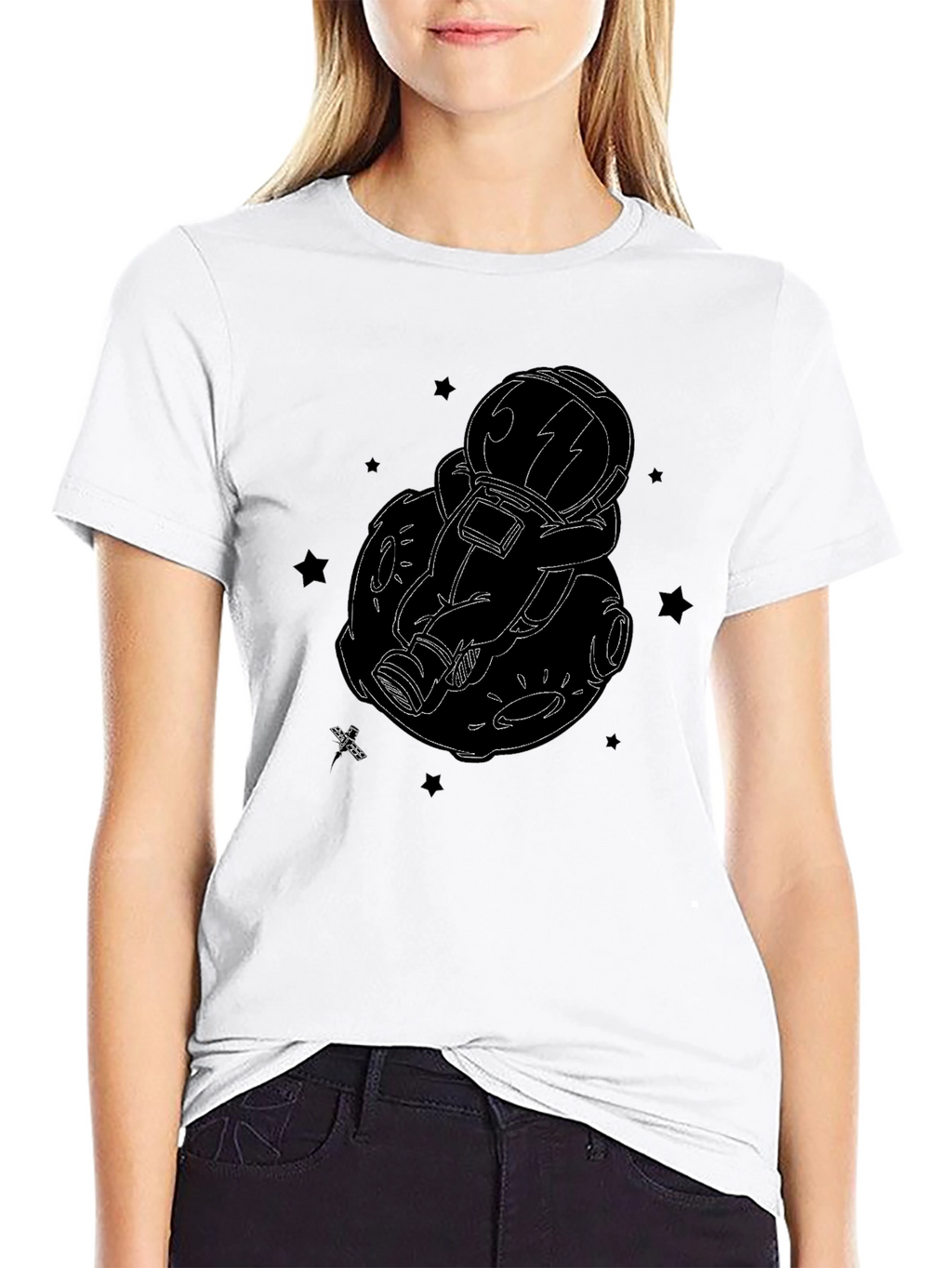 Astronaut Moon Black Graphic Tee