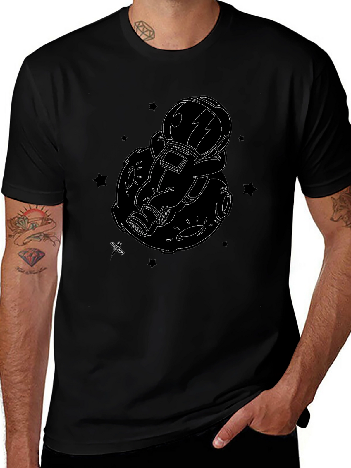 Astronaut Moon Black Graphic Tee