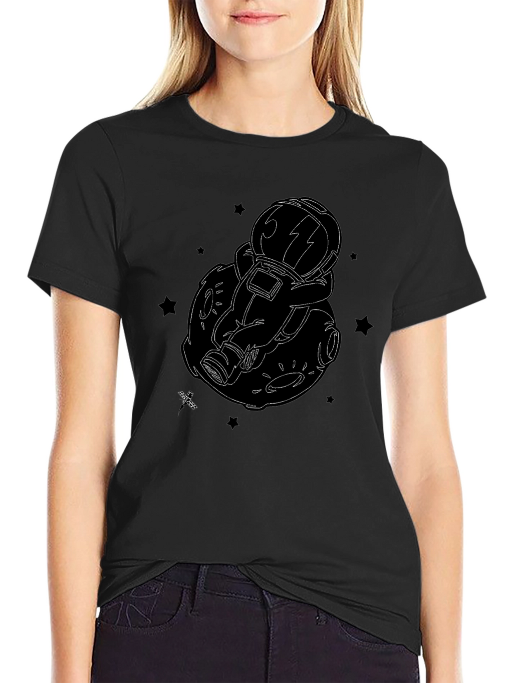 Astronaut Moon Black Graphic Tee
