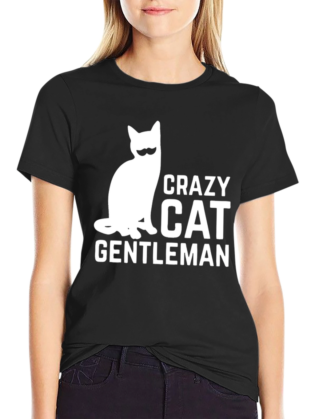 Crazy Cat Gentleman T-Shirt - Black