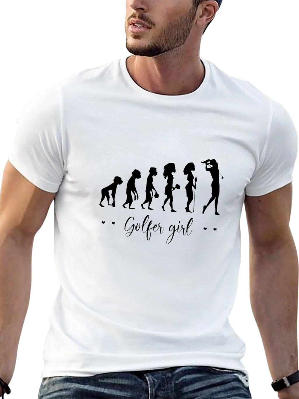 Golfer Girl Evolution Graphic Tee - Black