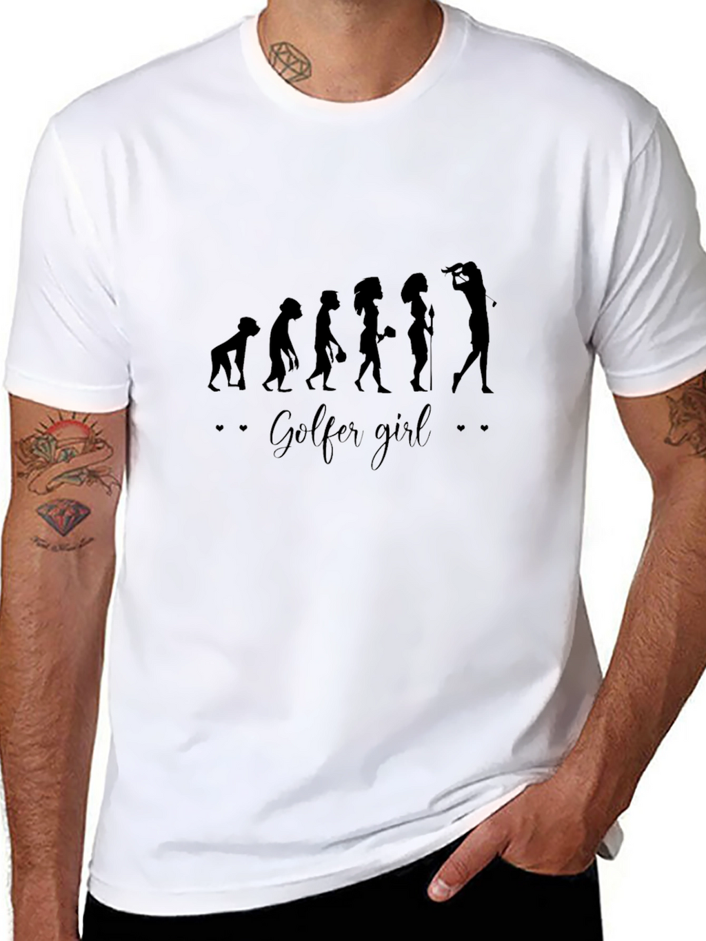 Golfer Girl Evolution Graphic Tee - Black
